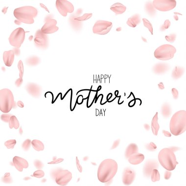 Anneler Günü tebrik kartı pembe Erik yaprakları, vektör, illüstrasyon  