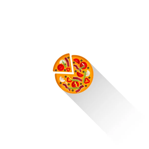 Heiße Pizza Mit Fleischvektor Illustration — Stockvektor