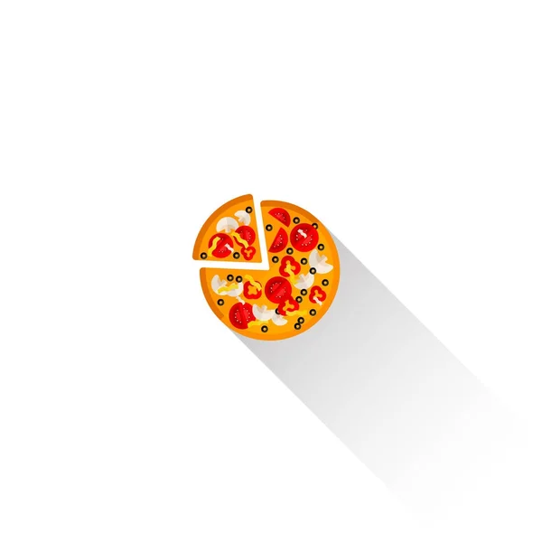 Heiße Pizza Mit Pilzvektor Illustration Veggie Food Concept — Stockvektor