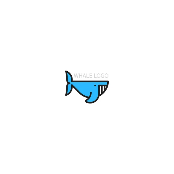 Logo Whale Symbol Made Linear Minimalist Style — Stock Vector