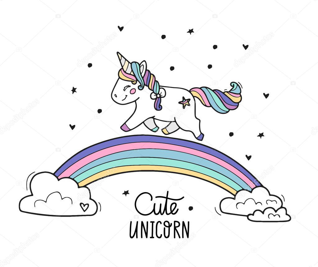 Download Unicorn Wings Walks Rainbow Vector Illustration Made ...