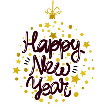 Yeni yılınız kutlu olsun. Noel ağacı oyuncağı şekli, beyaz arka planda noel topu silueti. Kış tatili illüstrasyonu. Kartpostal, tebrik kartı tasarımı ögesi