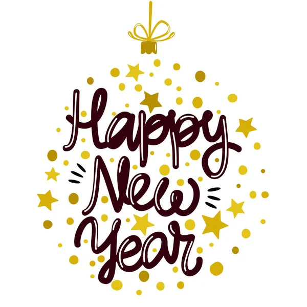 Buon Anno Nuovo Disegnato Mano Lettering Forma Del Giocattolo Dell Vettoriali Stock Royalty Free