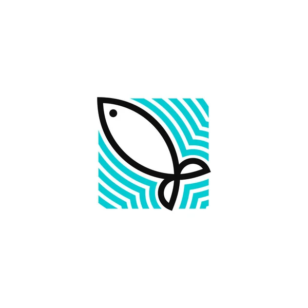 Pesce Con Logo Quadrato Illustrazione Vettoriale Illustrazioni Stock Royalty Free