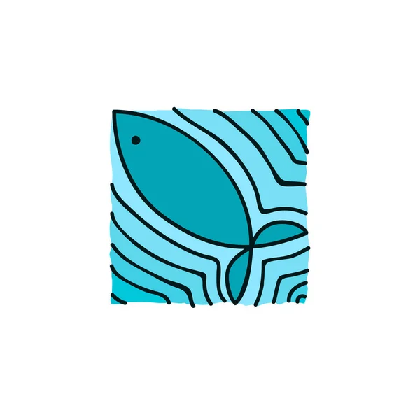 Pesce Con Logo Quadrato Illustrazione Vettoriale Illustrazioni Stock Royalty Free