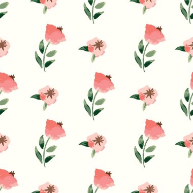 Vektör Pembe Çiçek dalları yaysız arkaplan deseni