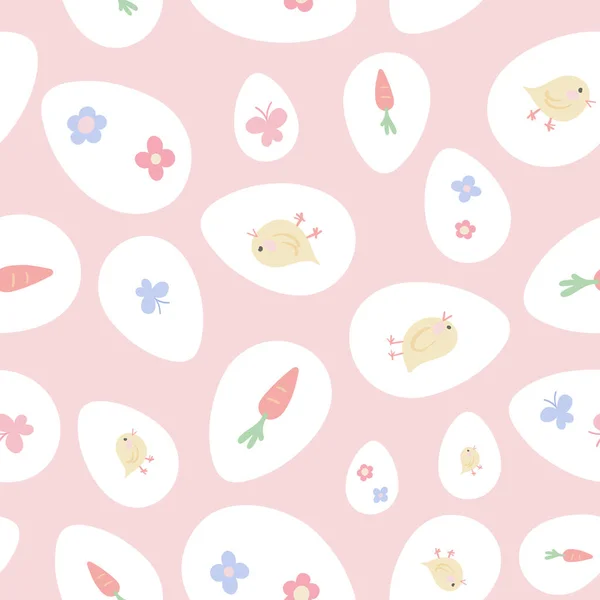 Vector Hand drawn Egg Silhouette Easter seamless pattern. — ストックベクタ