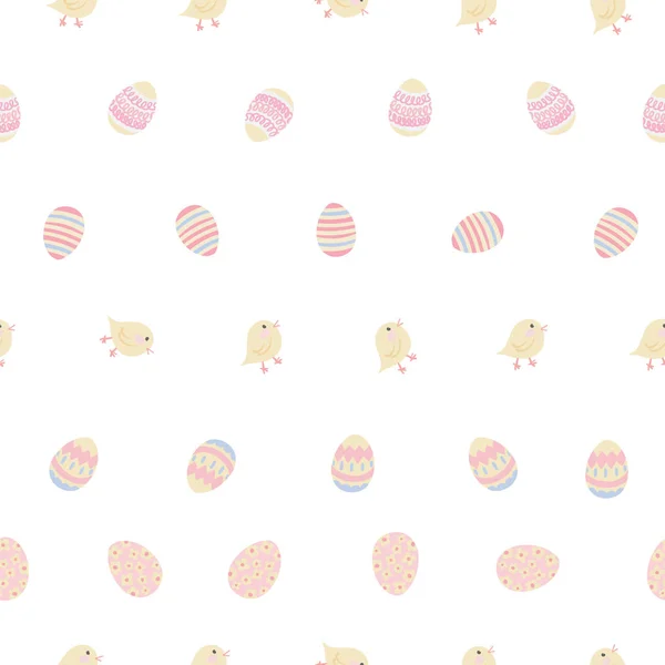 Vector Dibujado a mano huevos de Pascua patrón horizontal sin costura . — Vector de stock