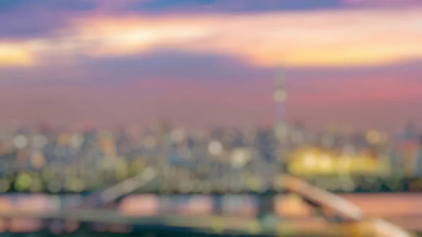 Blur background of Tokyo city skyline in the evening. Abstract background.