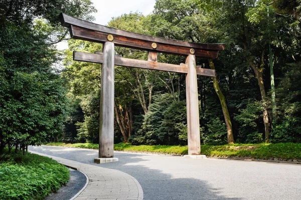 Trätorigateway Den Traditionella Japanska Porten Vid Shinto Shrine Meiji Jingu — Stockfoto