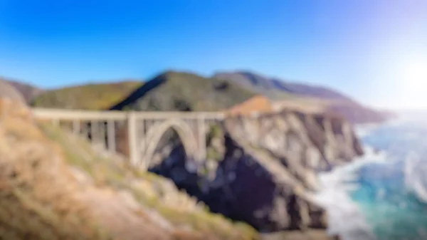 Blur Background Bixby Creek Bridge Pacific Highway California Usa Landmark — Stock Photo, Image