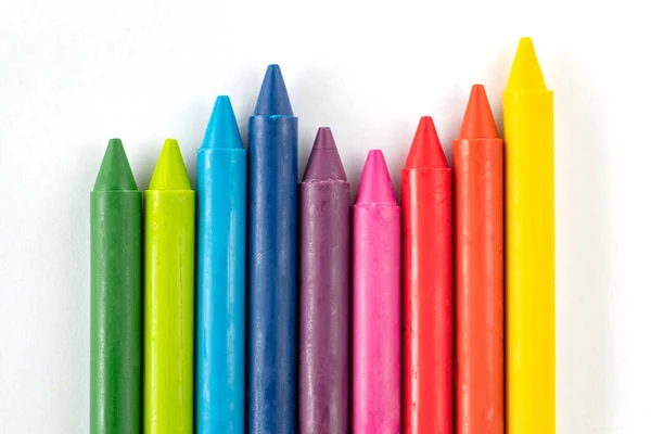 Crayons Pastels Isolated White Background Copy Space Education Learning Art — Stock Photo, Image