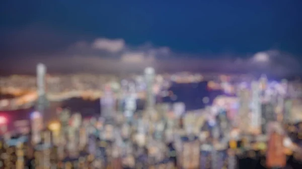 Rozmyte Tło Panoramy Hong Kongu Wieczór Widziany Victoria Peak Hong — Zdjęcie stockowe