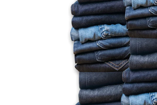 Jeans azules sobre fondo blanco y vaqueros azules Colección j — Foto de Stock