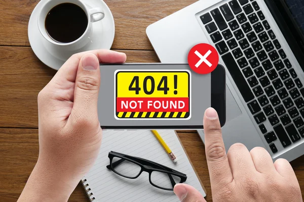 No se ha encontrado un problema de advertencia de error 404 — Foto de Stock