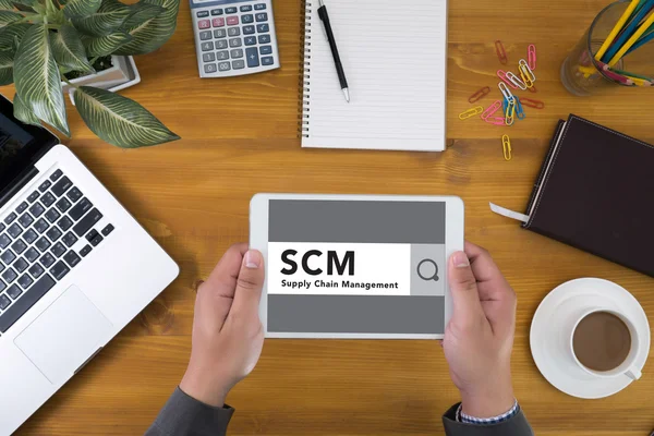 Koncepce řízení dodavatelských řetězců SCM — Stock fotografie