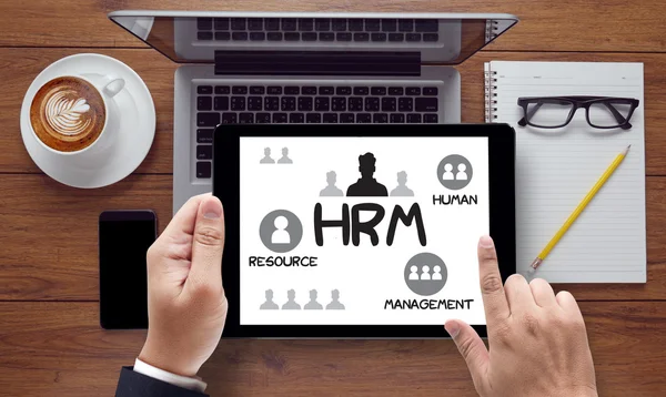 HRM Human Resource Management  Strategy Planning Working HRM man — Stock Photo, Image