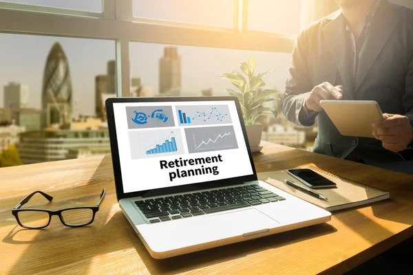 Treatment plan Business team hands at work with financial reports and a laptop — Stock Photo, Image