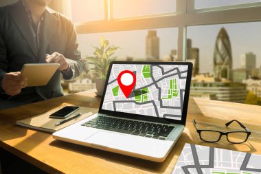  GPS varış yerini, sokak harita Gps simgeleri ile yönlendirmek için harita