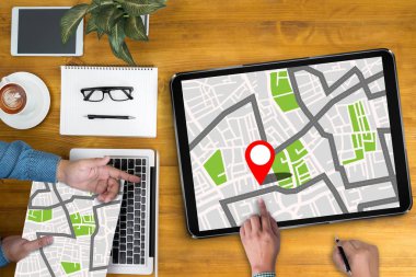  GPS varış yerini, sokak harita Gps simgeleri ile yönlendirmek için harita