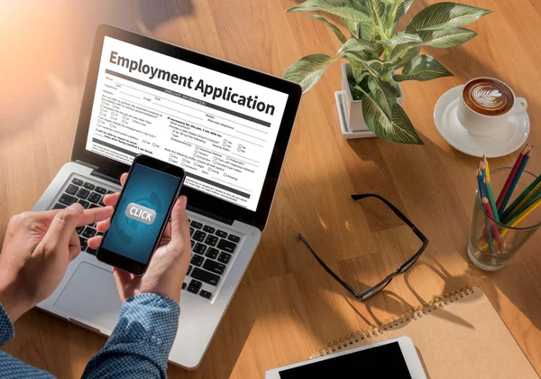 Contrato de pedido de emprego Formulário, pedido de emprego — Fotografia de Stock