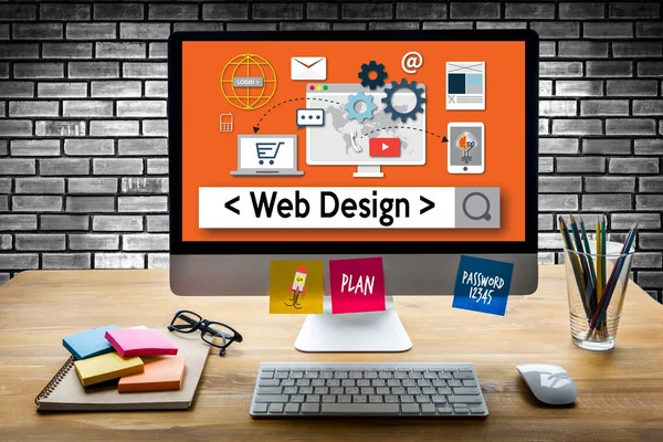 Web Design Software Media Www en Website-ontwerp responsive web — Stockfoto