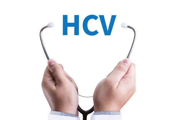 HCV Медична діагностика HCV вірус гепатиту С . — стокове фото