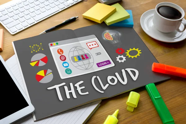 Το σύννεφο αποθήκευσης Web Online Cloud computing, δίκτυο cloud ser — Φωτογραφία Αρχείου