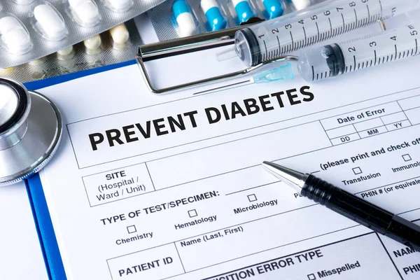 Діабет PREVENT DIABETES знаходить причини та схильність до симптомів — стокове фото
