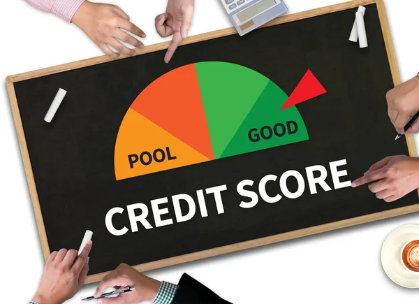 SCORE DE CRÉDIT (Businessman Checking Credit Score Online et Fina — Photo