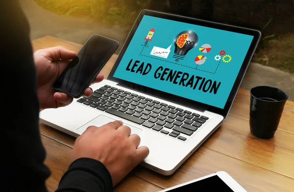 LEAD GENERATION Funil de negócios de geração de leads, funil de vendas , — Fotografia de Stock