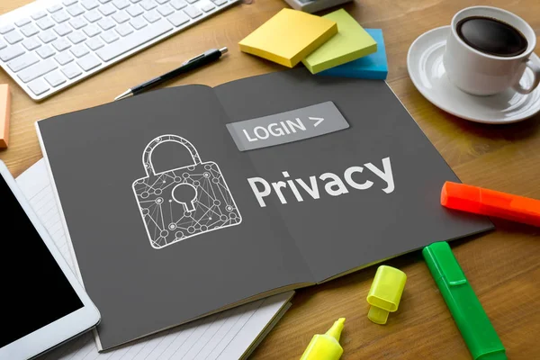 Privacy gebruiker wachtwoord registreren Log In, "Privacyinstellingen", se — Stockfoto