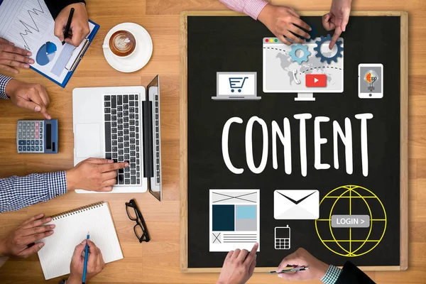 Content marketing, online-koncept, Content Data Blogging Media — Stockfoto