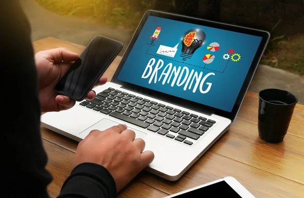 Business Branding , Branding word , Brand Building concept , Bus — Stock Photo, Image