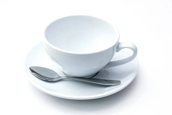 杯咖啡孤立在白色，在桌子上，咖啡厅，布雷亚 — 图库照片