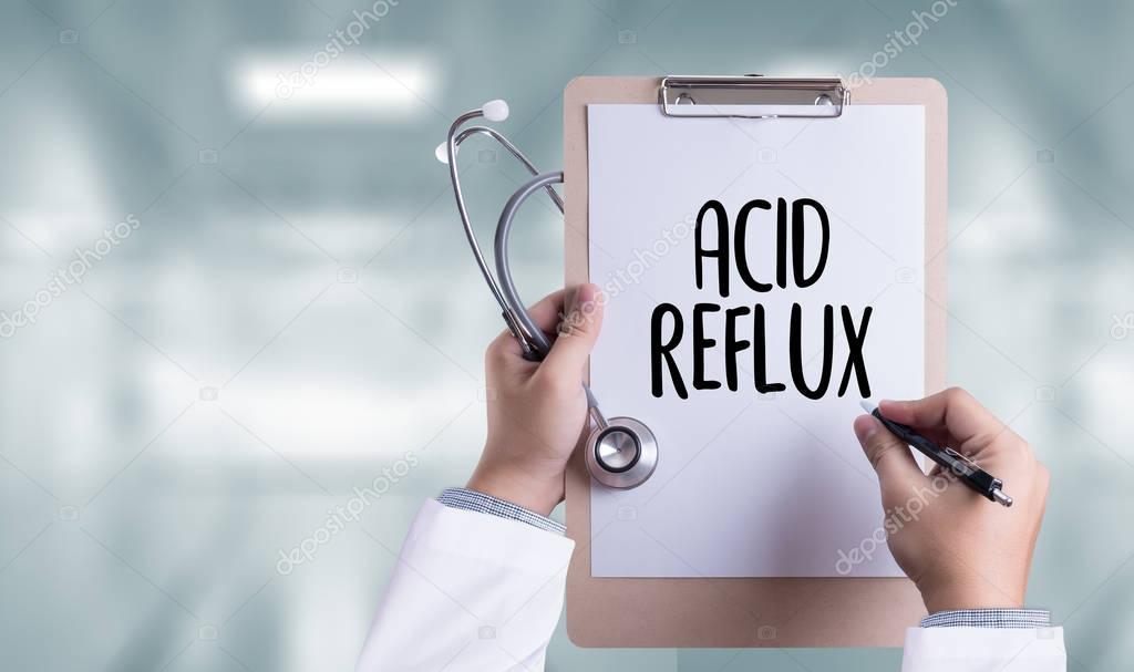 ACID REFLUX ,  Heartburn and Gastroesophageal Reflux Disease (GERD) reflux acids , symptomatic acid reflux , Acid Reflux - Printed Diagnosis  , 