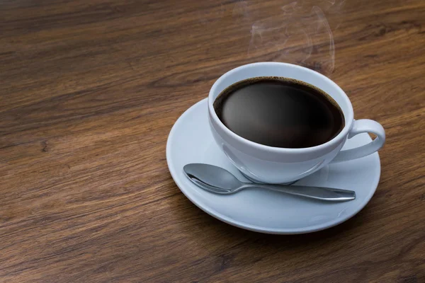 Beyaz fincan kahve vintage ahşap üzerine. Üstten Görünüm, Kupası ahşap t
