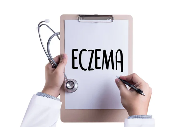 ECZEMA dermatitis eczema skin of patient , The problem with many — Stock Photo, Image