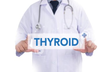 Tiroid bezi ve trakea düzeni gösterilen, sağlık ve tıp