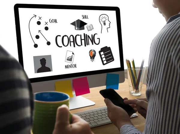 Coaching utbildning planering lärande Coaching Business Guide Ins — Stockfoto