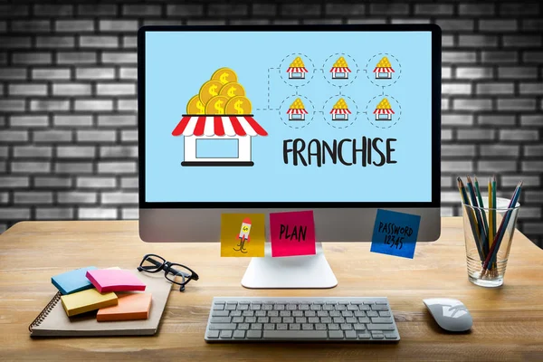 FRANCHISE    Marketing Branding Retail and Business Work Mission — Stock Photo, Image