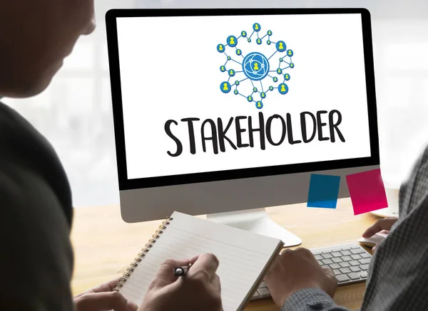 Stakeholder engagement concept, strategie mindmap, busines — Stockfoto