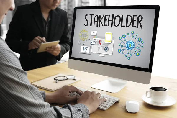 Stakeholder engagement concept, strategie mindmap, busines — Stockfoto