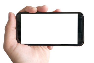 İzole edilmiş kadın eli beyaz ekranlı bir telefon tutuyor.