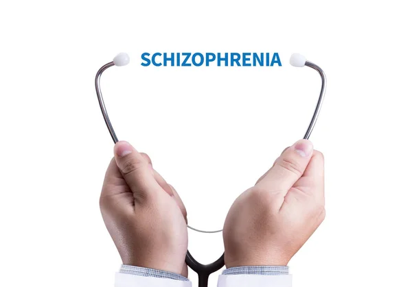 SCHIZOPHRENIA і психотична жінка з шизофренією під час хвороби — стокове фото