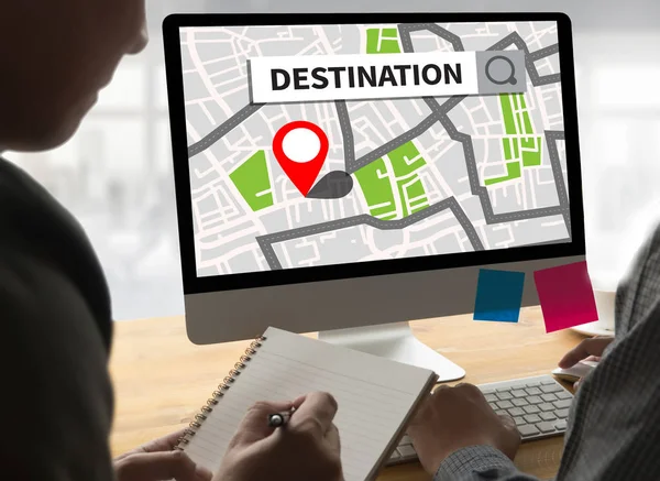 Rutten sätt rutt City karta Destination rutt Navigation gps  , — Stockfoto