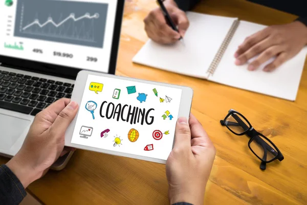 Coaching utbildning planering lärande Coaching Business Guide Ins — Stockfoto