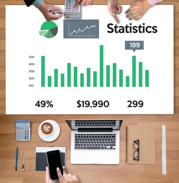 Análisis estadístico Diagrama de datos empresariales Crecimiento Aumento del mercado —  Fotos de Stock