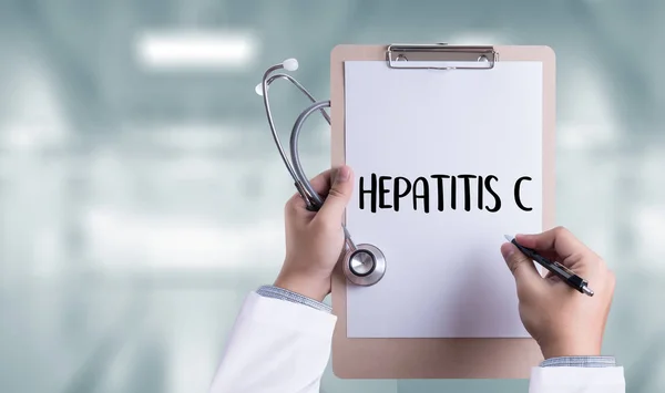 HEPATITIS C Informe con Composición de Medicamentos Médicos — Foto de Stock