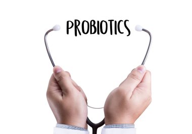 Probiyotikler tıbbi malzeme yeme sağlıklı kavramı.